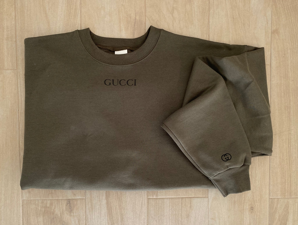 Olive green Gucci inspired crew