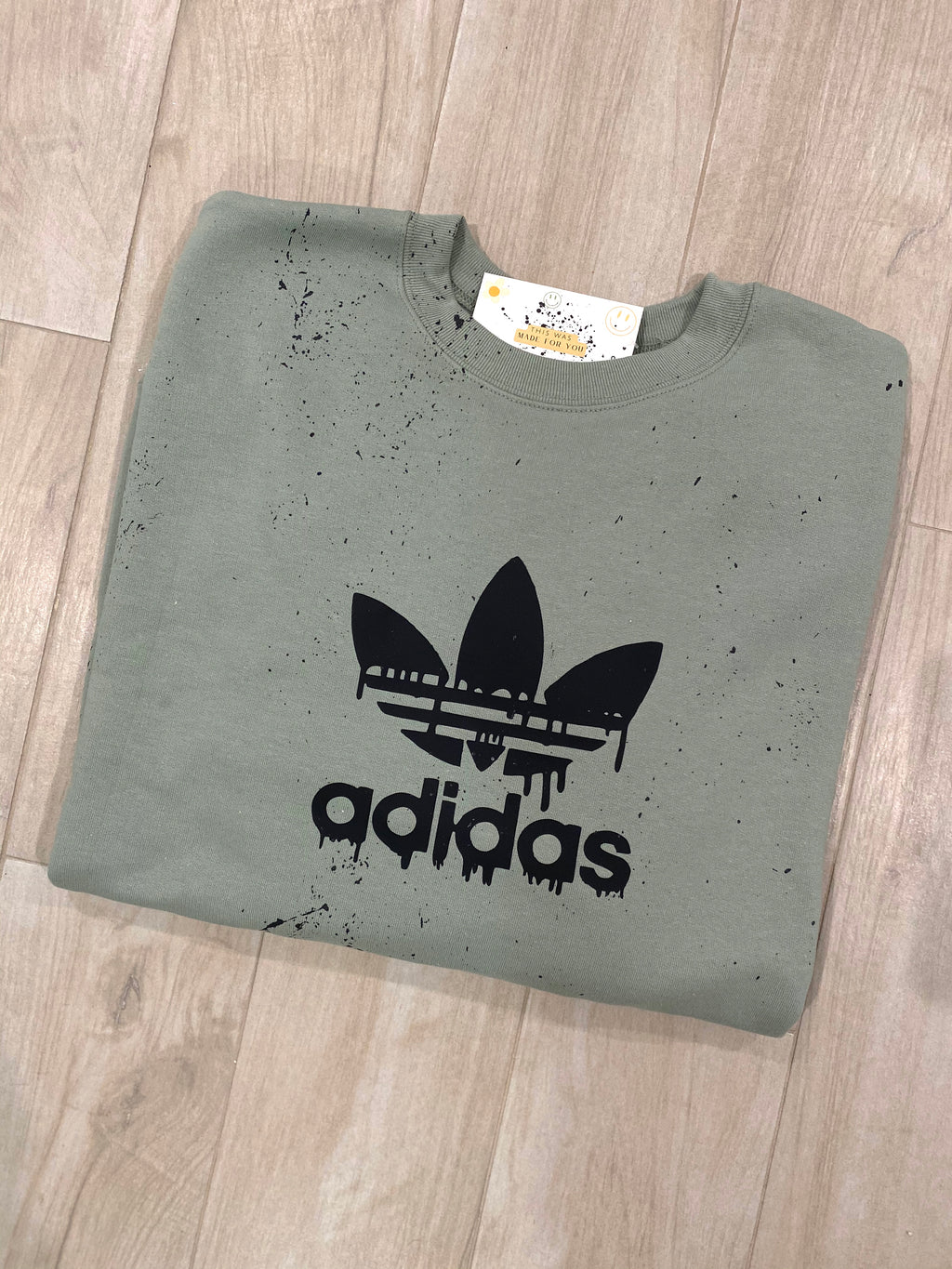 Sage drip splatter Crewneck